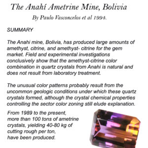 Anahi Ametrine Mine, Bolivia (information)