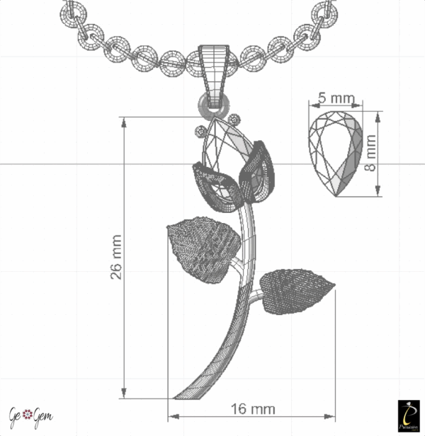 Rosebud necklace pendant - Image 2