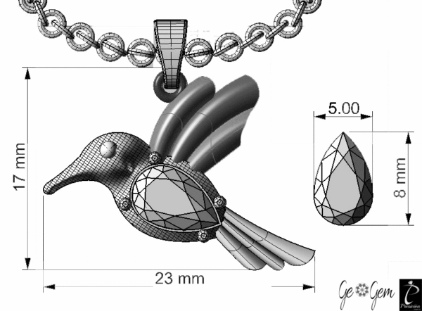 Hummingbird necklace pendant - Image 2