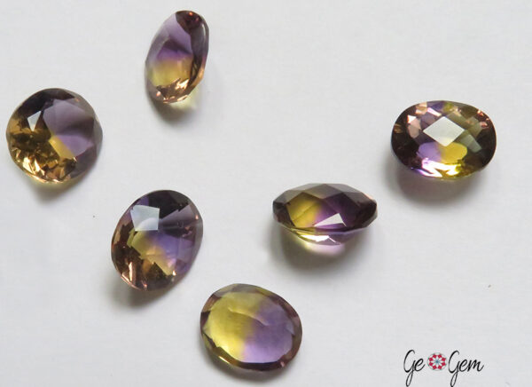 Lot of 10 Natural Bi-Color Ametrine Gemstones – Oval Faceted, Heat-Treated - Image 2