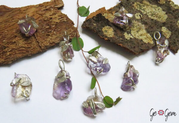 Natural Ametrine Pendant in Organic Solid Silver Setting
