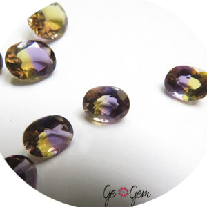 Lot of 10 Natural Bi-Color Ametrine Gemstones – Oval Faceted, Heat-Treated