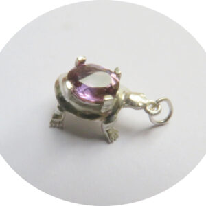 Solid Silver Turtle with Natural Ametrine Gemstone