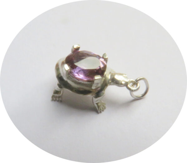 Solid Silver Turtle with Natural Ametrine Gemstone